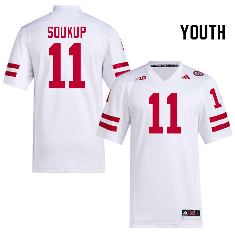 Youth #11 Bode Soukup Nebraska Cornhuskers College Football Jerseys Stitched Sale-White